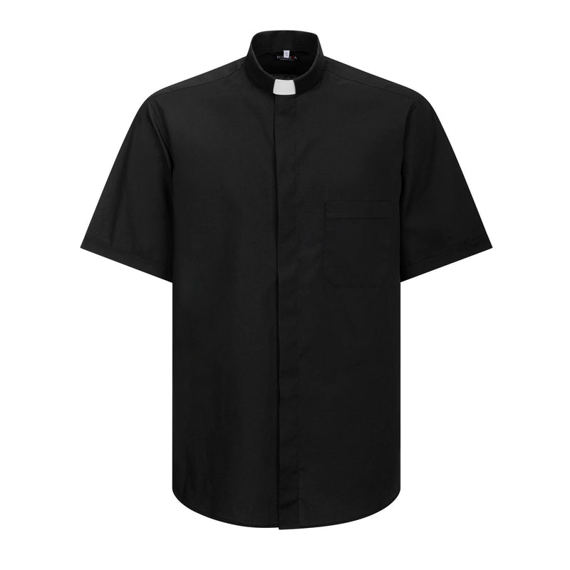 Camicia Polycotton - Nero - Clergy - Manica Corta