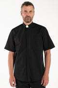 Camicia Polycotton - Nero - Clergy - Manica Corta