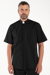 Camicia Polycotton - Nero - Clergy - Manica Corta