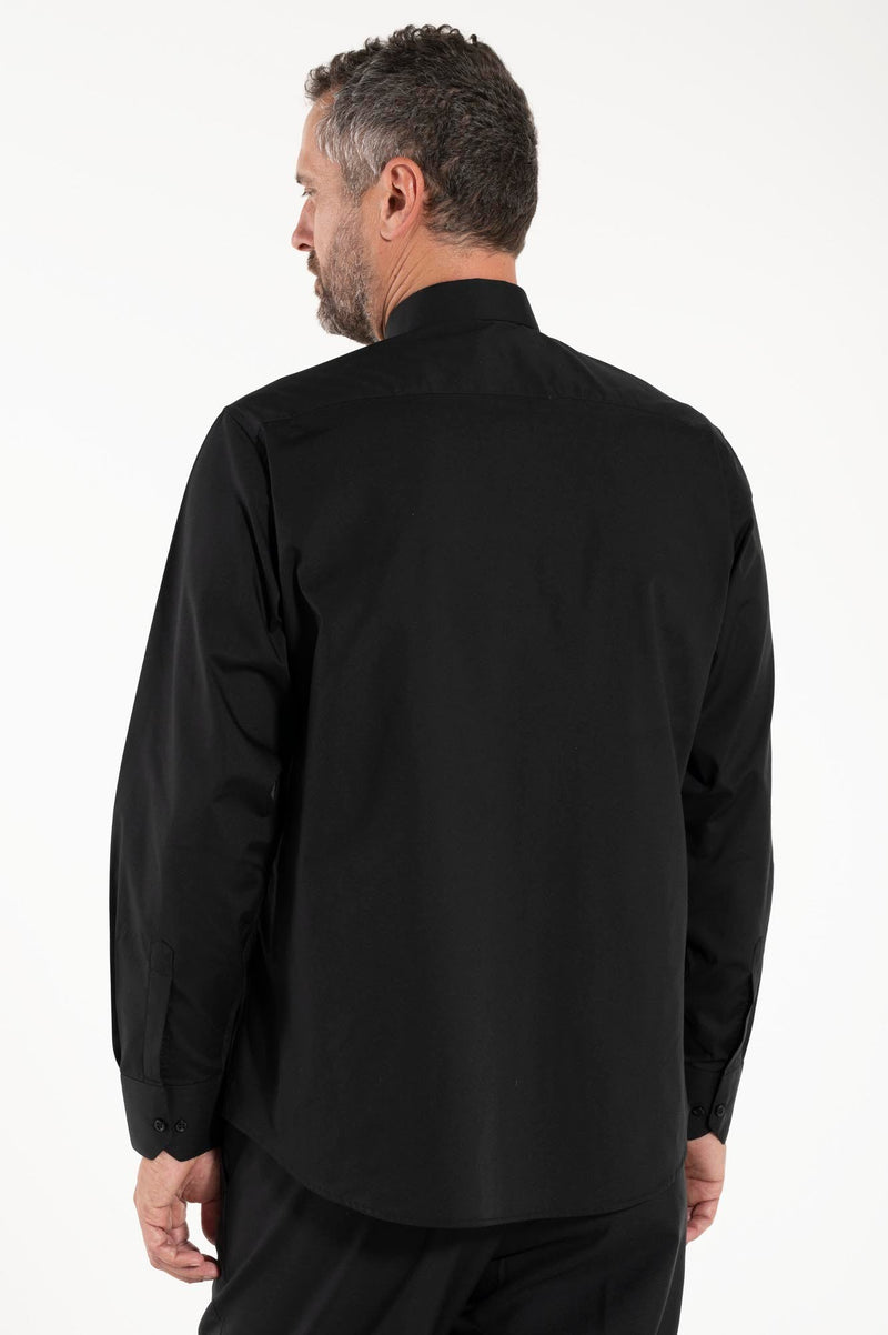 Camicia Polycotton - Nero - Clergy - Manica Lunga