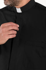 Camicia Polycotton - Nero - Clergy - Manica Lunga