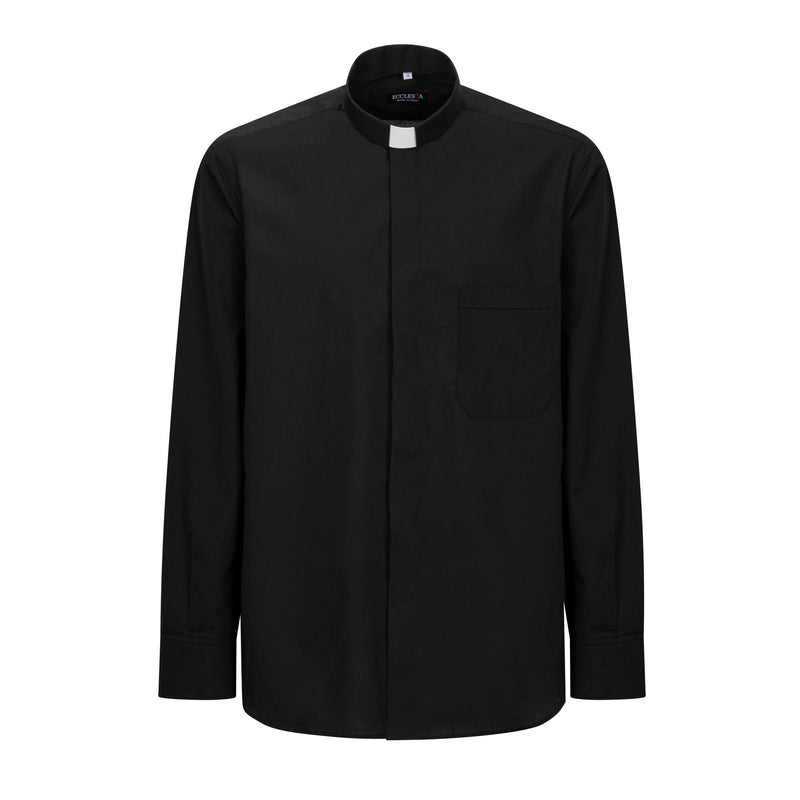 Camicia Polycotton - Nero - Clergy - Manica Lunga