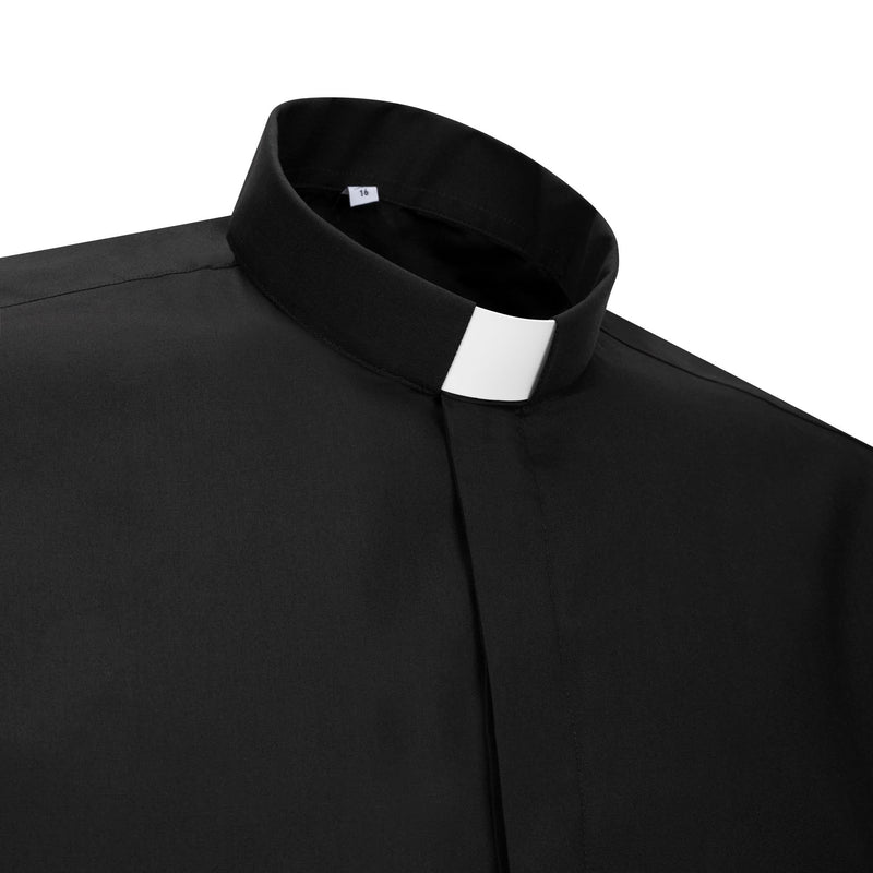 Camicia Polycotton - Nero - Clergy - Manica Lunga