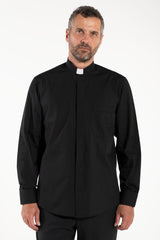 Camicia Polycotton - Nero - Clergy - Manica Lunga