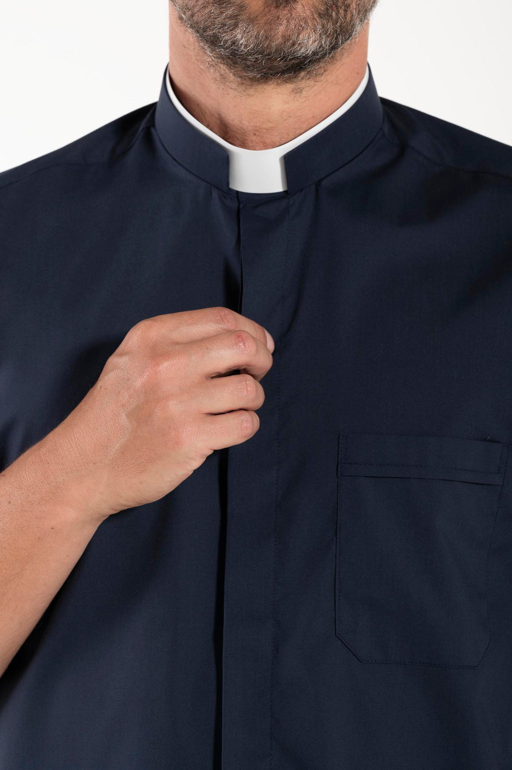 Koszula POLYCOTTON – Niebieska – Rzymska – Krótki Rękaw