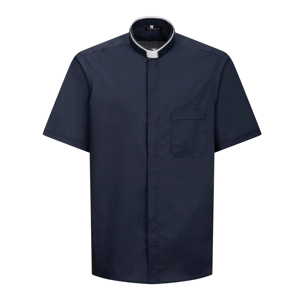 Koszula POLYCOTTON – Niebieska – Rzymska – Krótki Rękaw