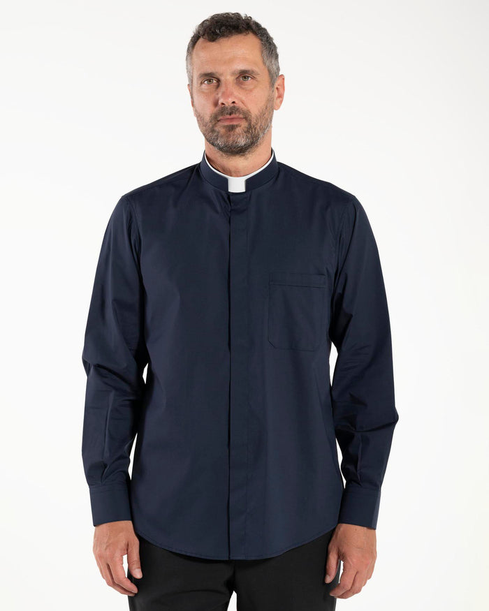 Camicia Polycotton - Blu - Romano - Manica Lunga