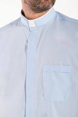 Camicia Polycotton - Celeste - Clergy - Manica Corta