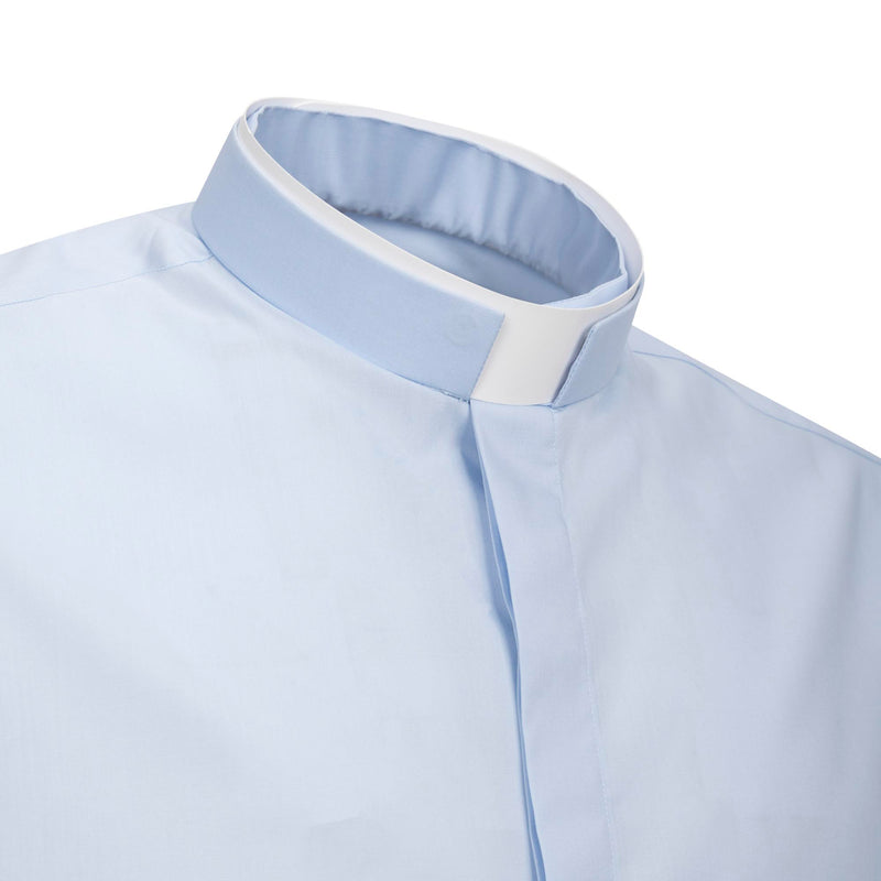 Camicia Polycotton - Celeste - Clergy - Manica Corta