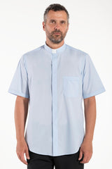Camicia Polycotton - Celeste - Clergy - Manica Corta