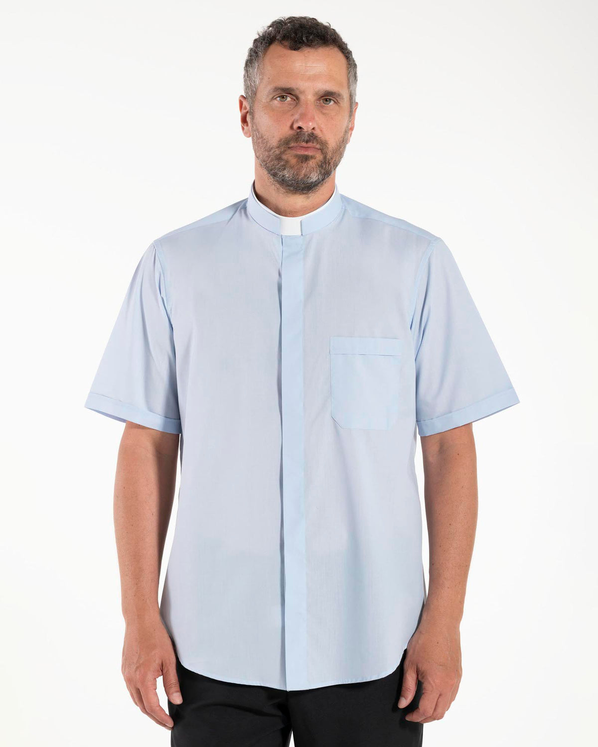 Camicia Polycotton - Celeste - Romano - Manica Corta