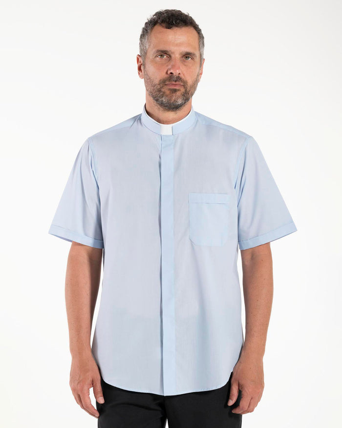 Camicia Polycotton - Celeste - Romano - Manica Corta