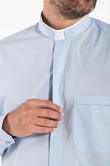 Camicia Polycotton - Celeste - Romano- Manica Lunga