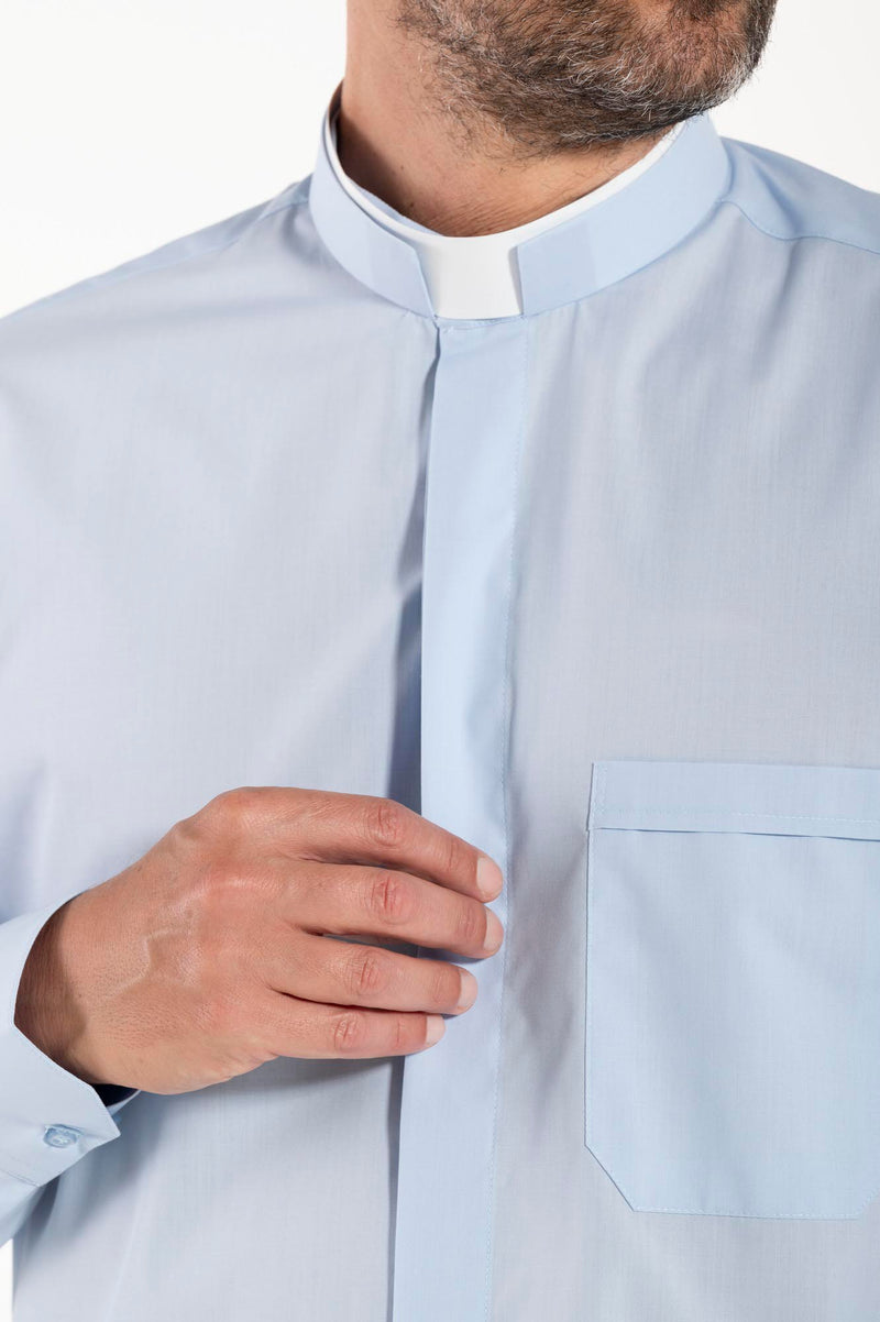 Camicia Polycotton - Celeste - Romano- Manica Lunga