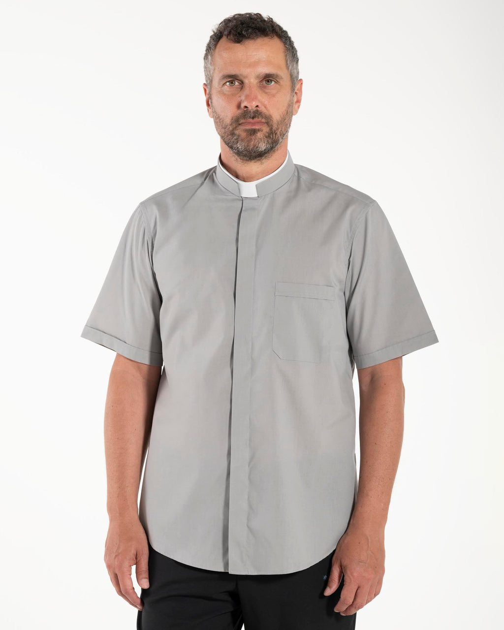 Polycotton Shirt - Grey - Roman - Short Sleeve
