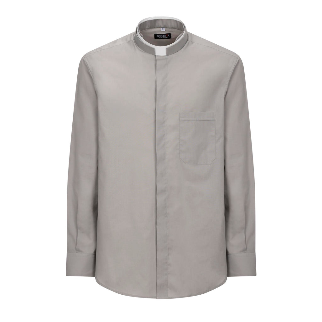 Koszula POLYCOTTON – Szara – Rzymska – Długi Rękaw
