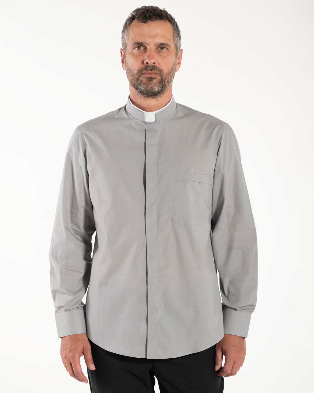 Polycotton Shirt - Grey - Roman - Long Sleeve