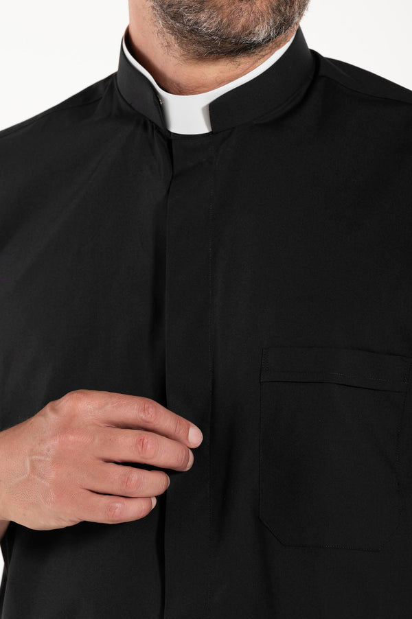 Camicia Polycotton - Nero - Romano - Manica Corta