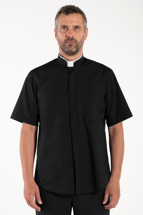 Camicia Polycotton - Nero - Romano - Manica Corta