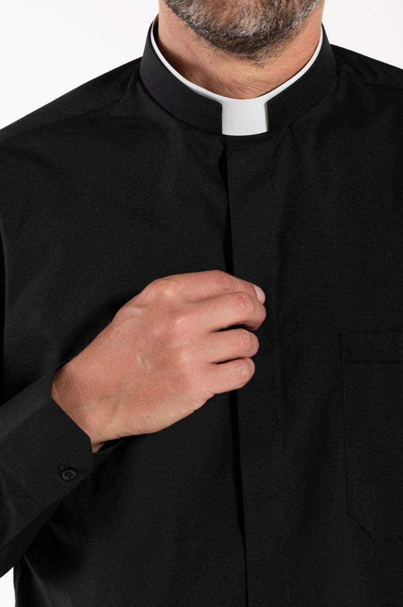 Camicia Polycotton - Nero - Romano - Manica Lunga