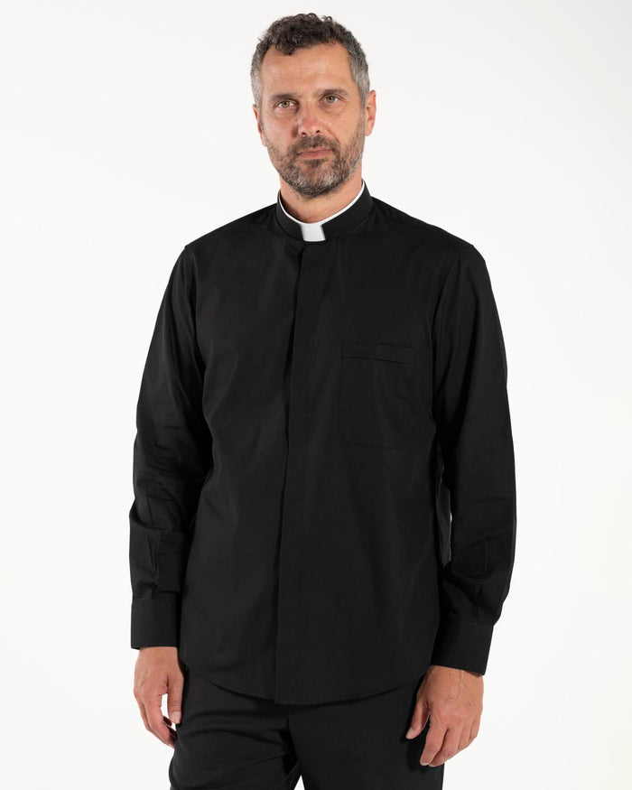 Camicia Polycotton - Nero - Romano - Manica Lunga