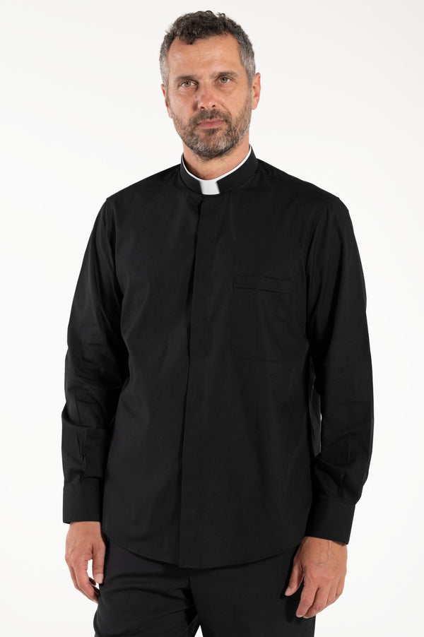 Camicia Polycotton - Nero - Romano - Manica Lunga