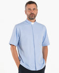 NO IRON Shirt - Sky Blue - Clergy - 100% Cotton - Short Sleeve