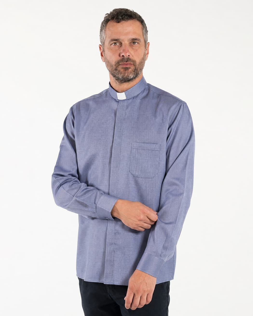 Camisa NO IRON - Denim - Clergy - Manga larga