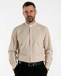 Priesterhemd aus POLYCOTTON – Blau – Römisches Design – Kurzarm