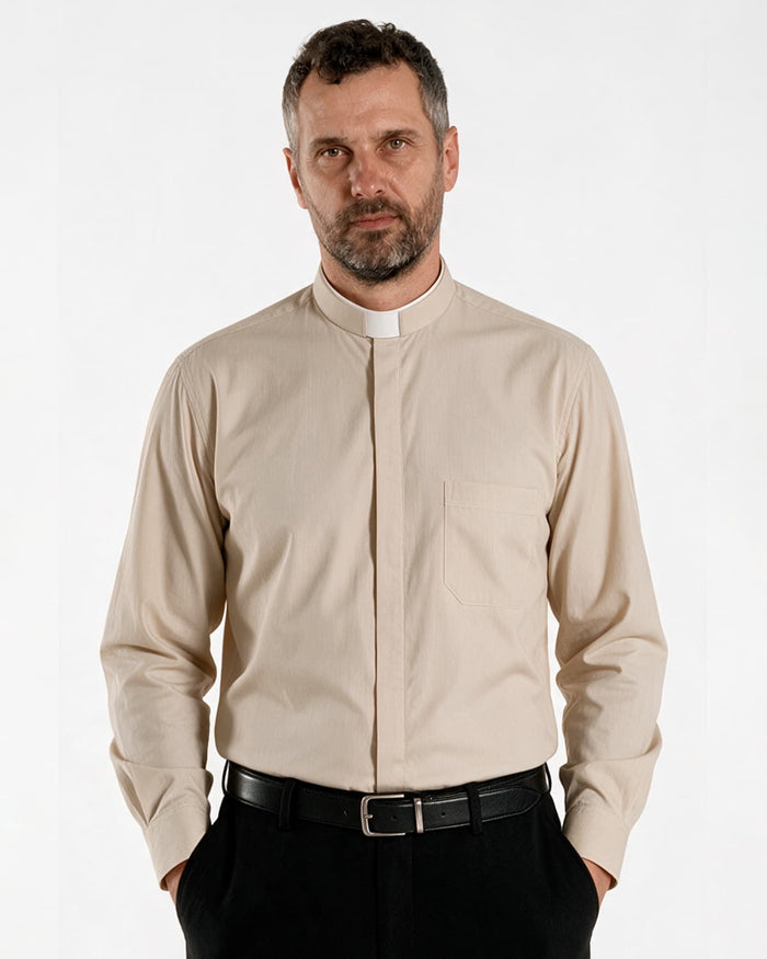 Camicia Polycotton - Beige - Romano - Manica Lunga
