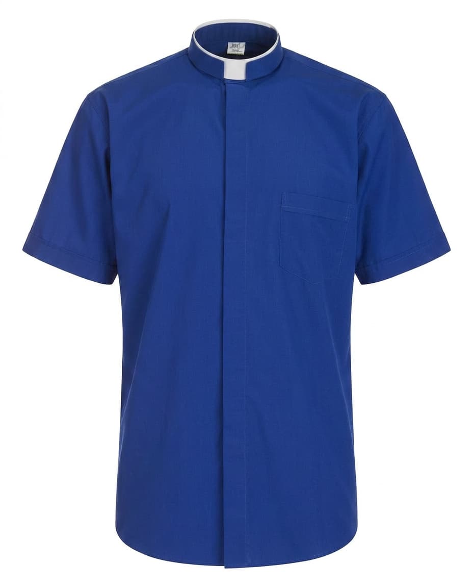 Camisa de polialgodón - Azul - Roman - Manga corta