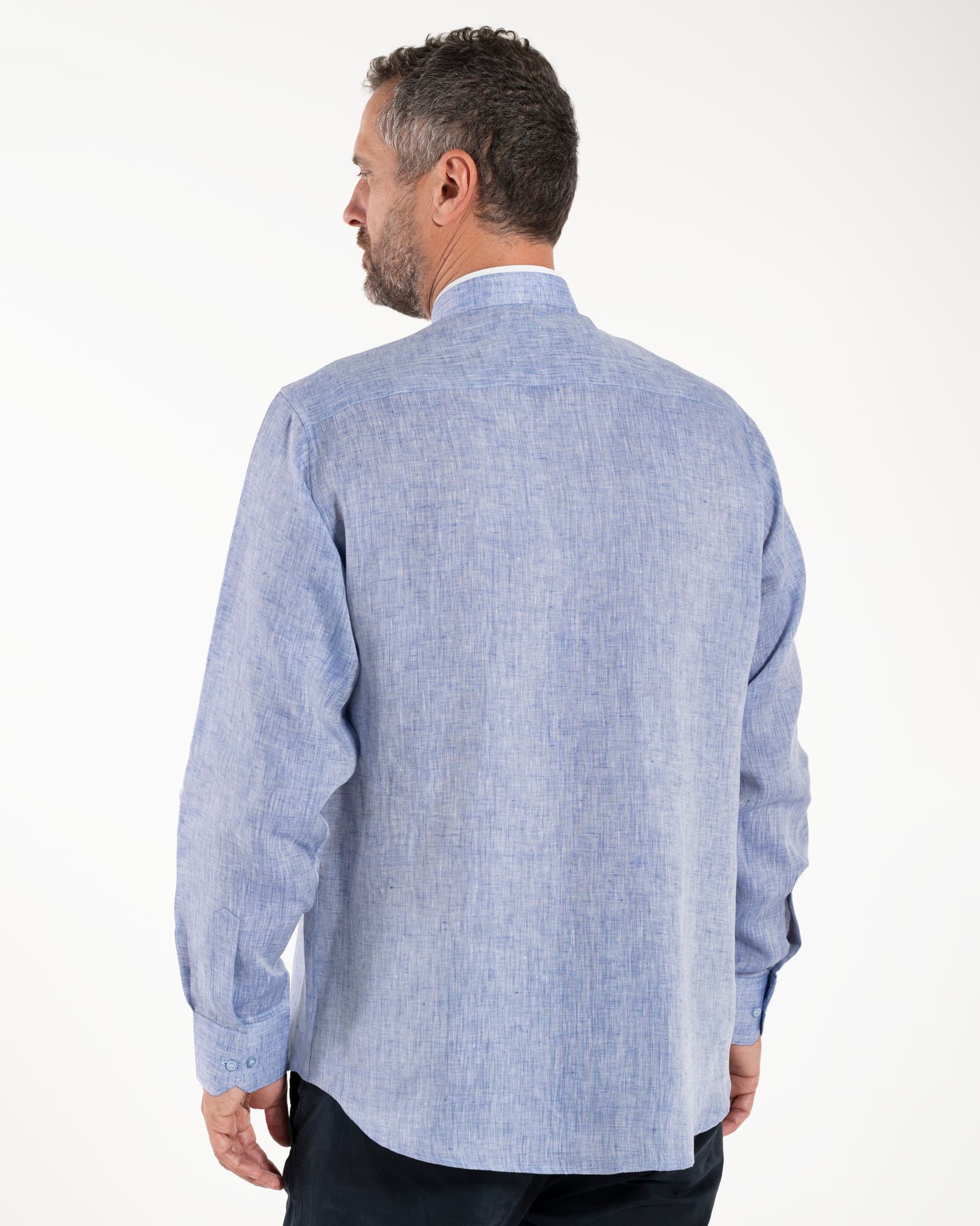 NEW - Camisa de lino - Azul claro - Romano - Manga Larga