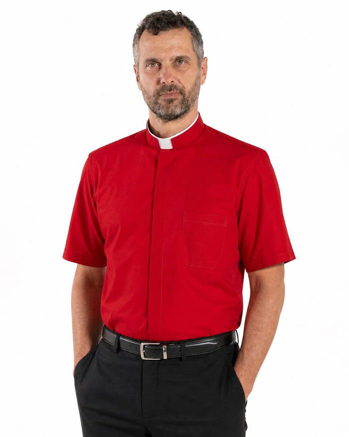 Camicia Polycotton - Rosso - Romano - Manica Corta