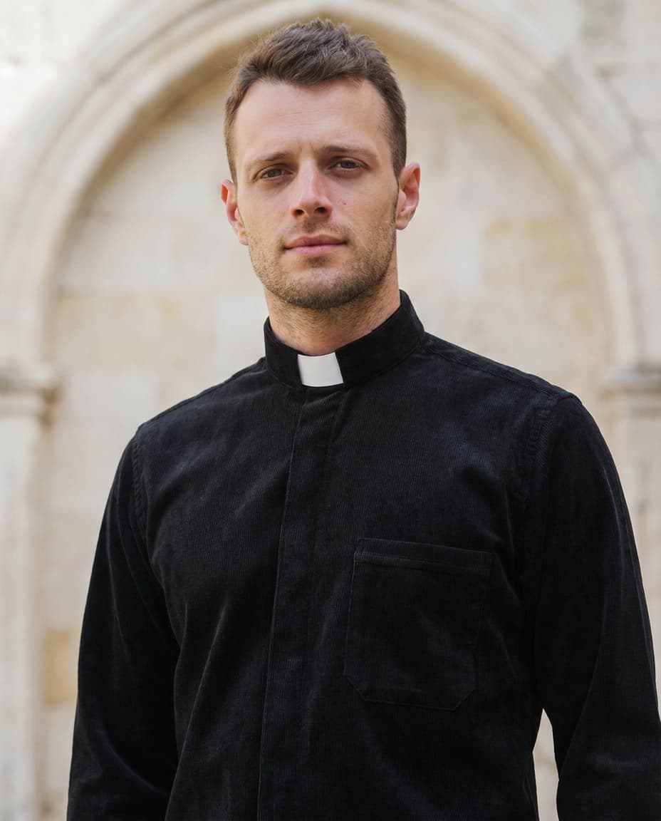 Camicia in Velluto - Blu Suro - Clergy - Manica Lunga