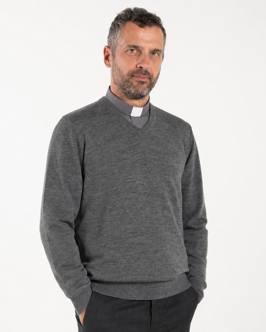 V-Neck Sweater - Merino Wool Blend - Long Sleeve