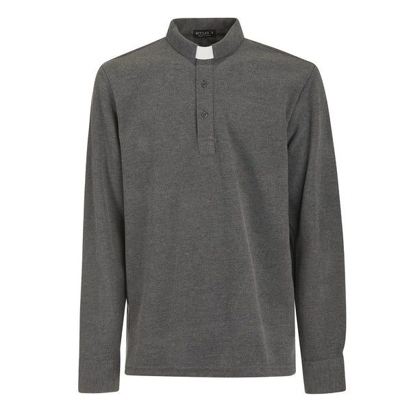 Winter Polo - Grey - 100% Warm Cotton - Long Sleeve