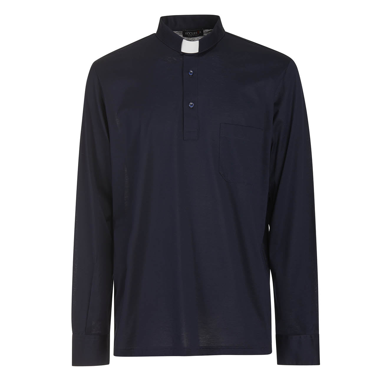 Polo in Filo di Scozia - Blu -  100% Cotone Fresco - Manica Lunga