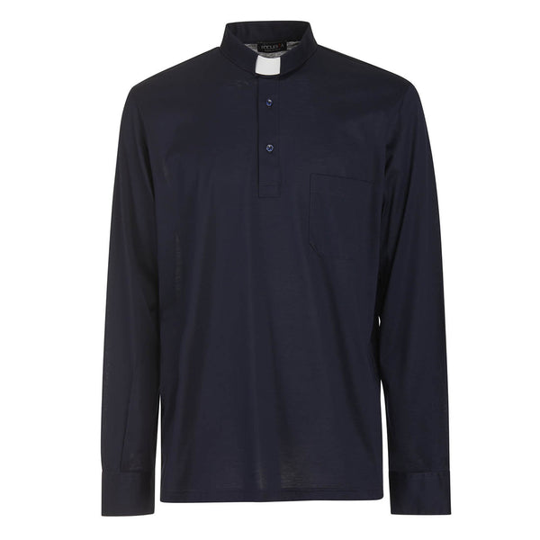 FILO DI SCOZIA® Poloshirt - Blue - 100% Fresh Cotton - Long Sleeve
