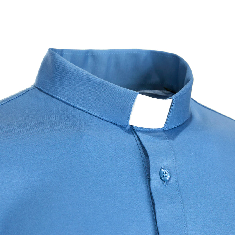 Priesterpolo Filo di Scozia® - Hellblau - 100% Fresh Cotton - Kurzarm