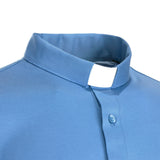 Priesterpolo Filo di Scozia® - Hellblau - 100% frische Baumwolle - Lungarm