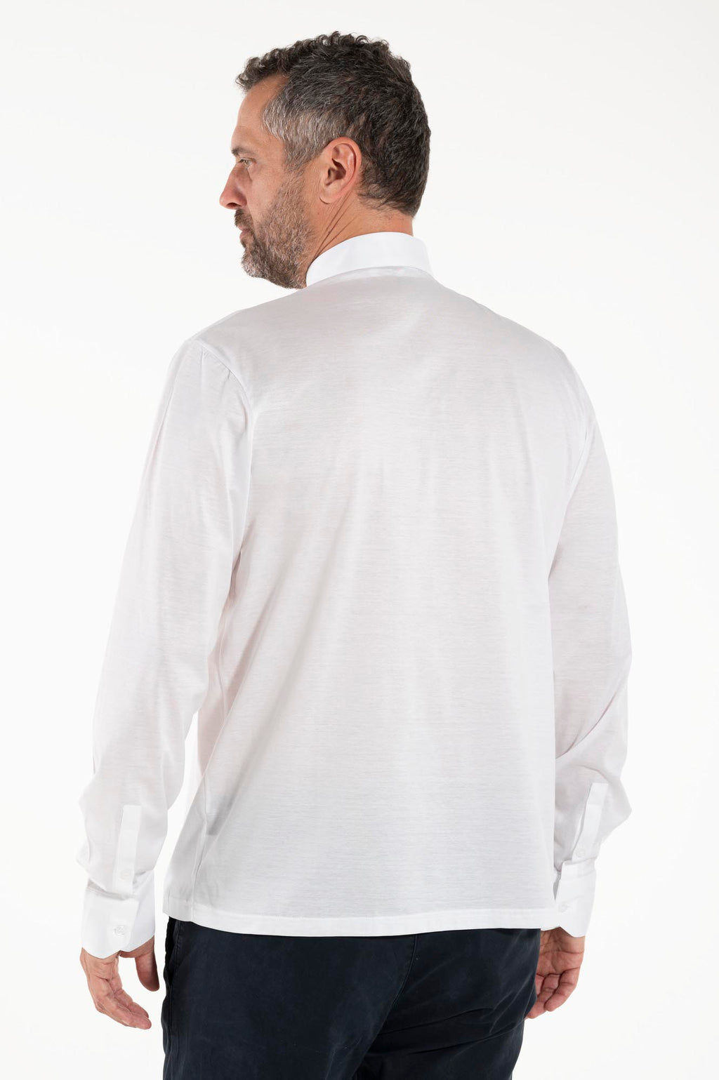 Polo in Filo di Scozia - Bianco -  100% Cotone Fresco - Manica Lunga