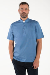 Priesterpolo Filo di Scozia® - Hellblau - 100% Fresh Cotton - Kurzarm