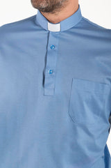 FILO DI SCOZIA® Polo Shirt - Sky Blue - 100% Fresh Cotton - Long Sleeves