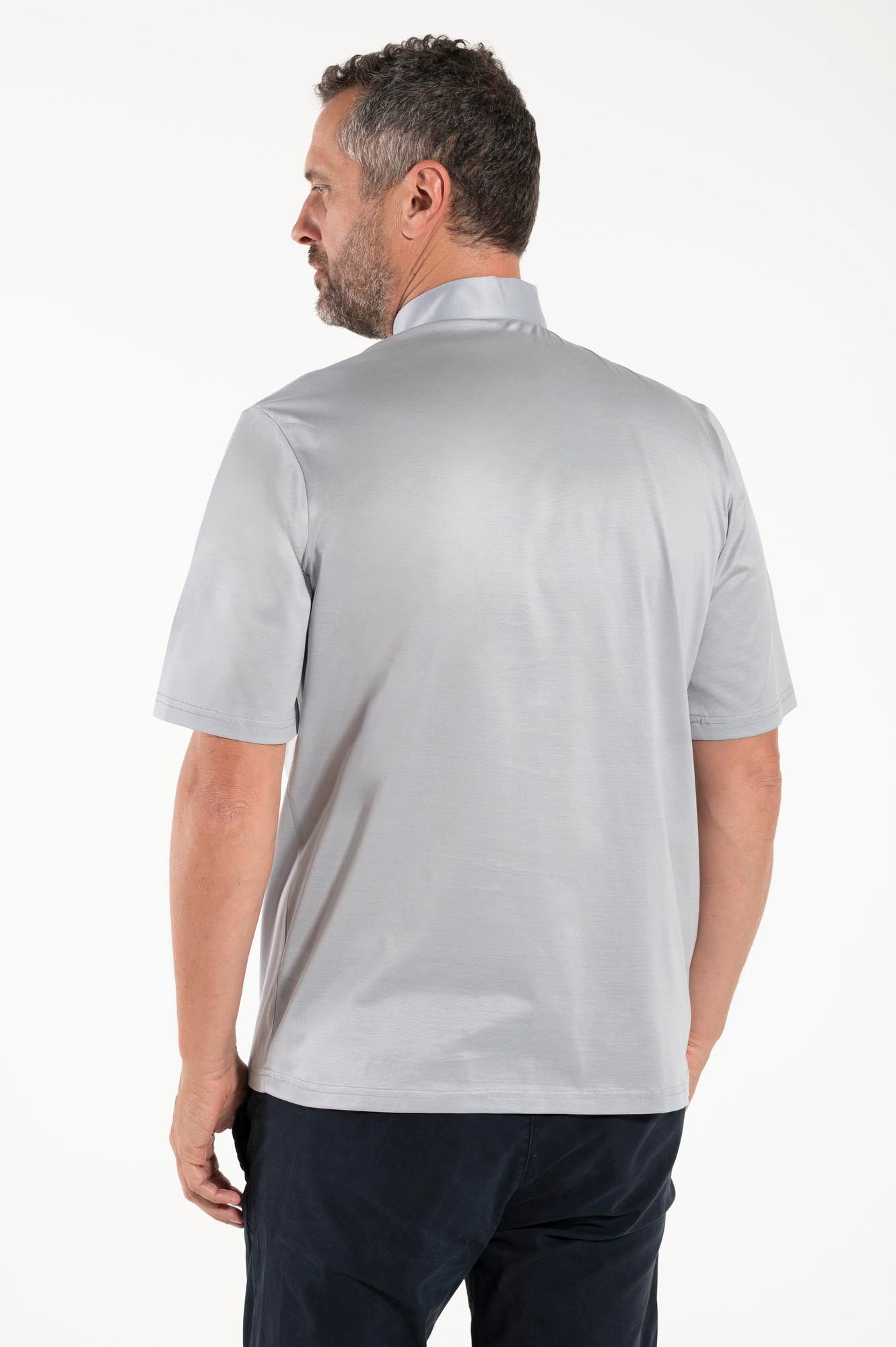 Polo in Filo di Scozia - Grigio Chiaro - 100% Cotone Fresco - Manica Corta