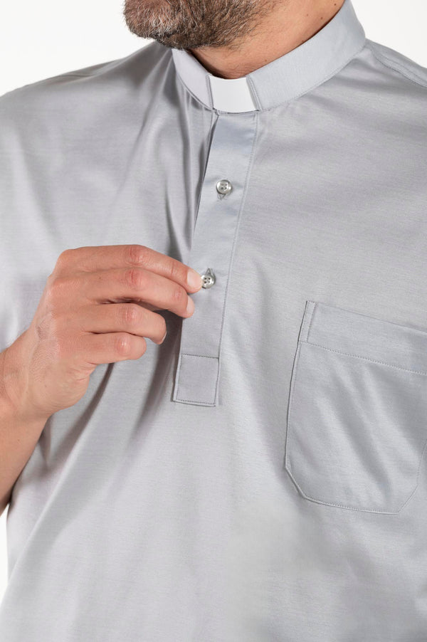 Polo in Filo di Scozia - Grigio Chiaro - 100% Cotone Fresco - Manica Corta