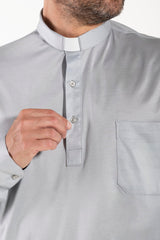 Priesterpolo Filo di Scozia - Grau - 100% frische Baumwolle - Kurzarm