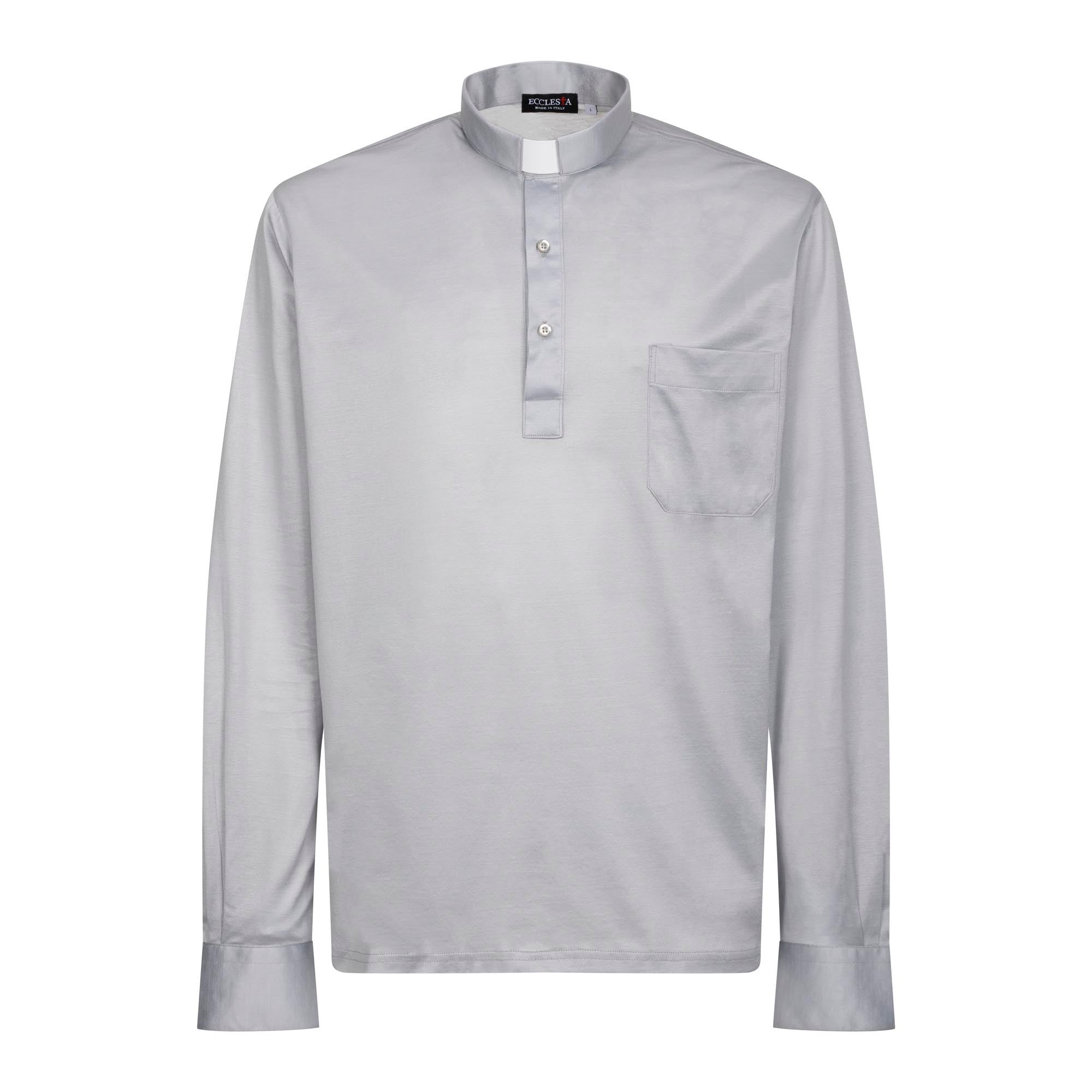 Polo in Filo di Scozia - Grigio Chiaro - 100% Cotone Fresco - Manica Lunga