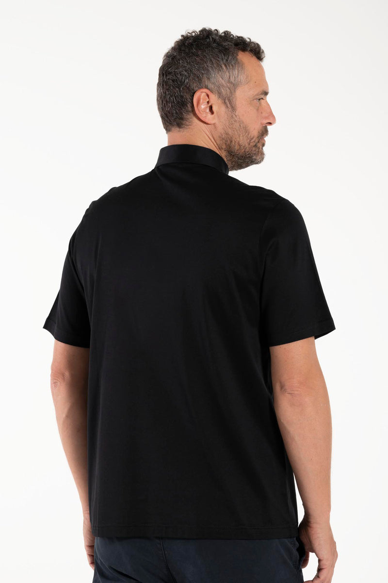 Polo in Filo di Scozia - Nero - 100% Cotone Fresco - Manica Corta