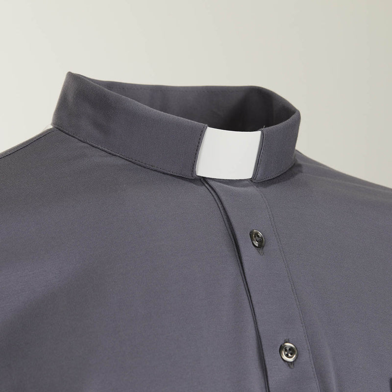 Polo in Filo di Scozia - Grigio -  100% Cotone Fresco - Manica Lunga