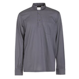 Polo in Filo di Scozia - Grigio -  100% Cotone Fresco - Manica Lunga